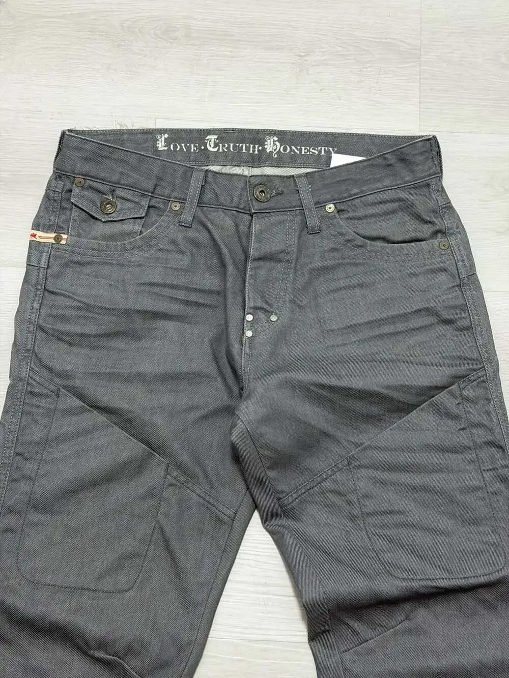Parasuco Mens Gray Herringbone Twill Utility Cargo Flap Pockets #9BRASCO 32